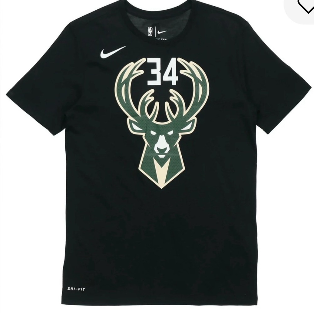 Milwaukee Bucks Giannis Antetokounmpo T-Shirt 'Black' Mens size Large